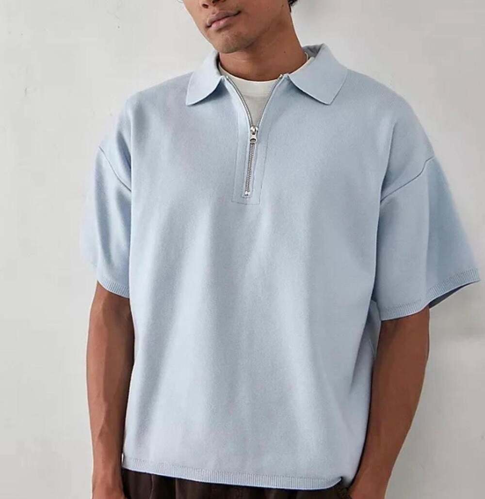 Standard Cloth Kirk Short Sleeve Knit Zip-Up Polo Shirt